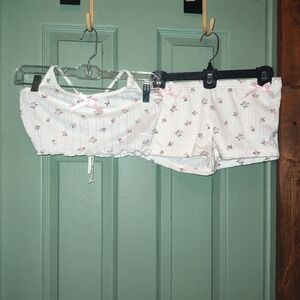 Floral White and Pink Sleepwear Set